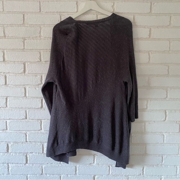 Eileen Fisher Gray Slub Linen Blend Asymmetrical Cardigan Sweater Large - Picture 4 of 9
